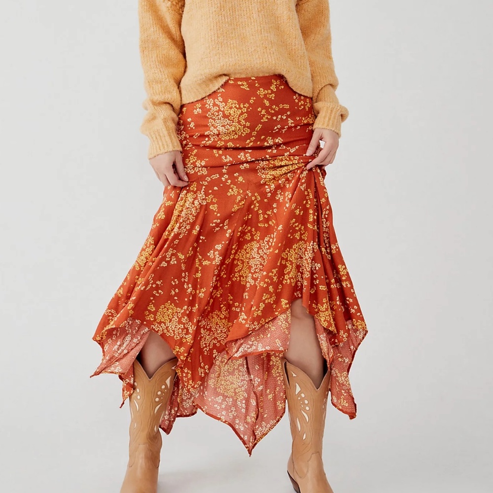 Free People Backseat Glamor Skirt in Terra Cotta combo sz 6 NWT